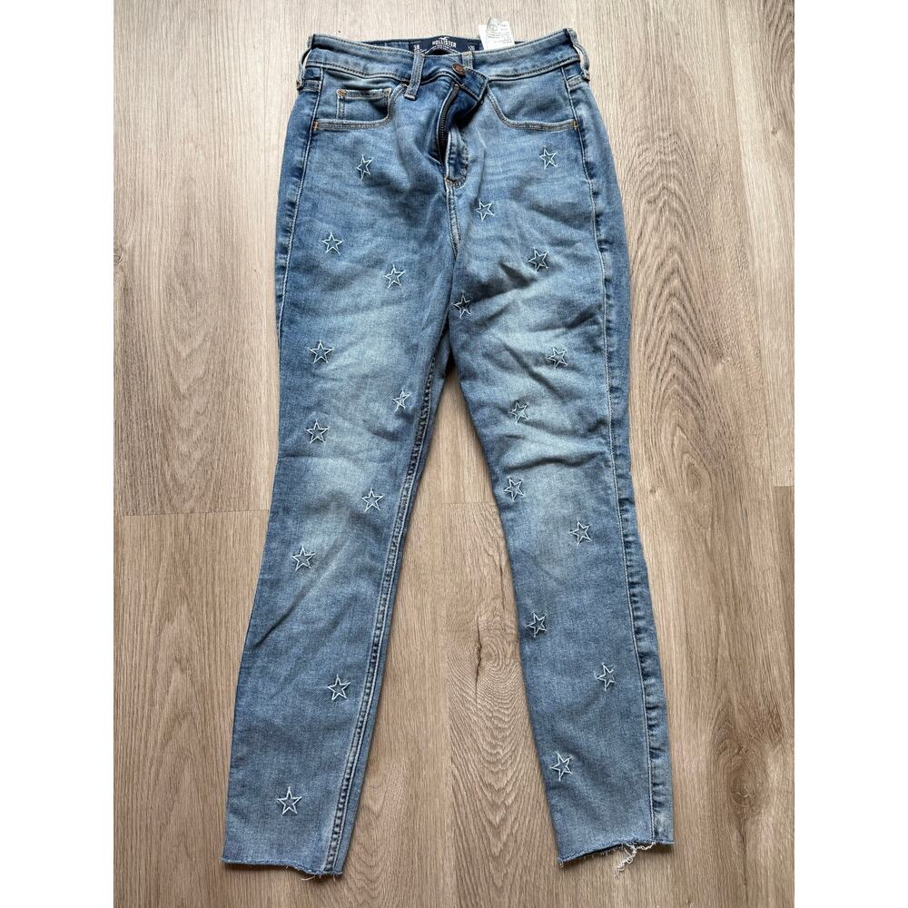 Hollister Jeans, size 3R, Embroidered stars, raw hem